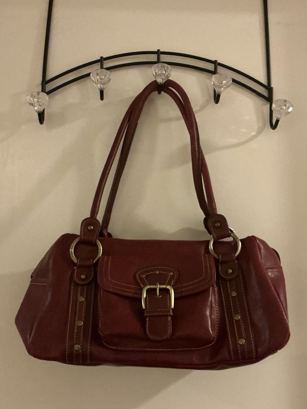 Red burgundy cute gold accent bag